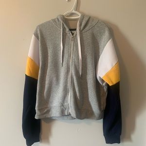 Grey Cropped Zip up Hoodie